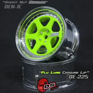 DS RACING DS RACING  DE 6 Spoke Wheel Set - Flu Lime/Chrome Lip