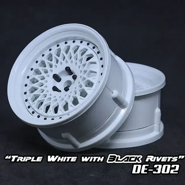 DS RACING  DE Mesh Wheel Set - Triple White w/ Black Rivets