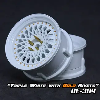 DS RACING DS RACING  DE Mesh Wheel Set - Triple White w/ Gold Rivets