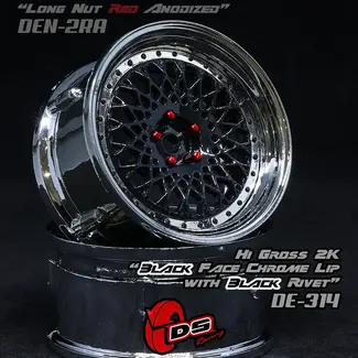 DS RACING DS RACING  DE Mesh Wheel Set - Black/Chrome w/ Black Rivets