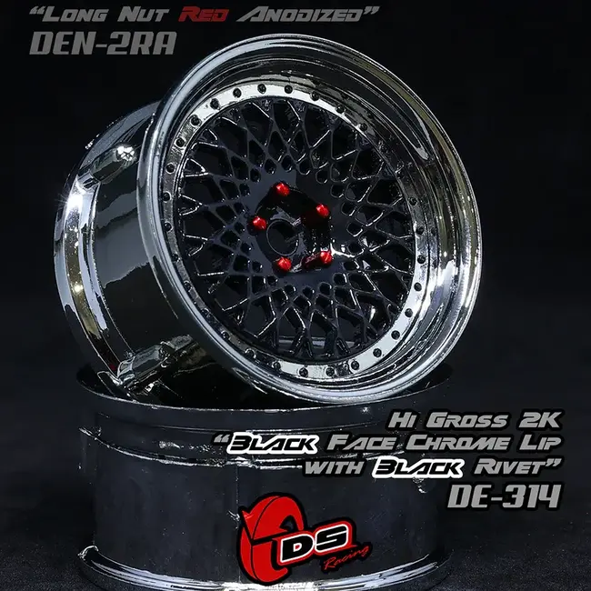DS RACING  DE Mesh Wheel Set - Black/Chrome w/ Black Rivets