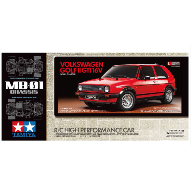 TAMIYA R/C VW GOLF II GTI 16V (MB-01) 1/10 KIT  ESC INCLUDED REQUIRES TX, RX, ESC, BATTERY CHARGER & PAINT.