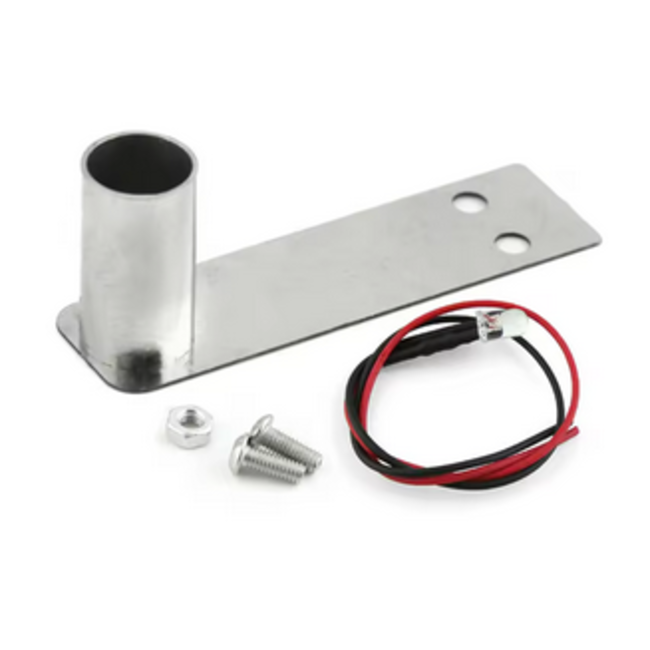 ACE SS EXHAUST SINGLE  WITH 5MM RED LED & MOUNT SCREWS