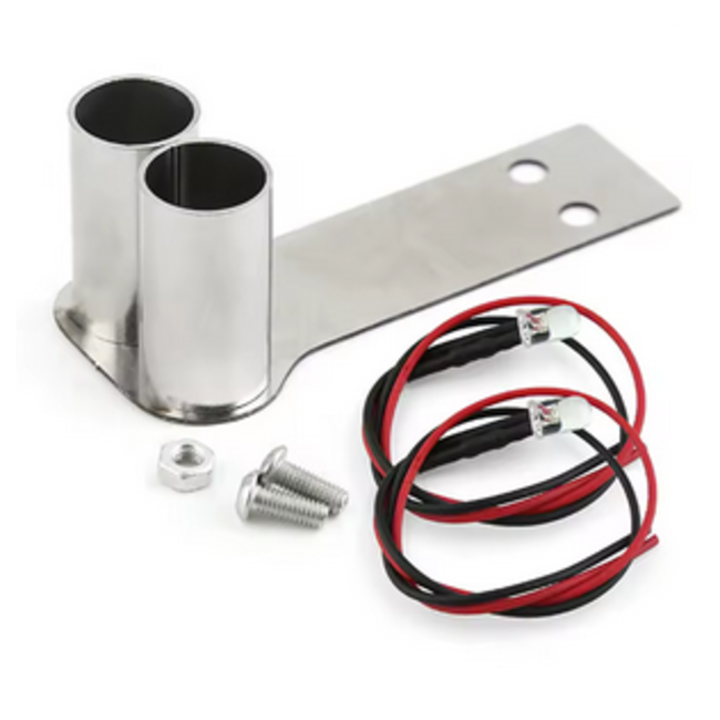 ACE SS EXHAUST DUAL  WITH 5MM RED LED & MOUNT SCREWS