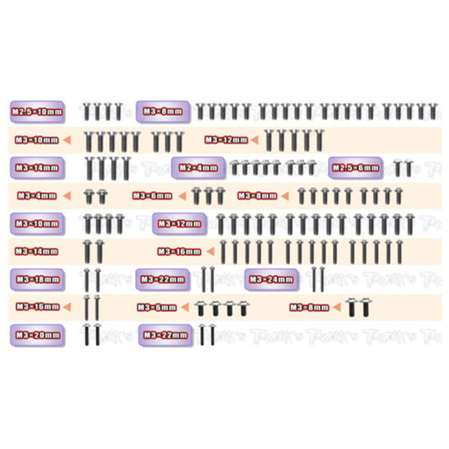 T-WORKS TSSU-RC10B7 64 Titanium Screw set ( UFO Head ) 119pcs.( For Team Associated RC10 B7/B7D )