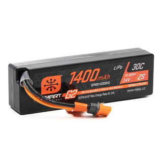SPEKTRUM Spektrum 1400mah 2S 7.4v Smart G2 30C LiPo Battery with IC2 Connector, Grom