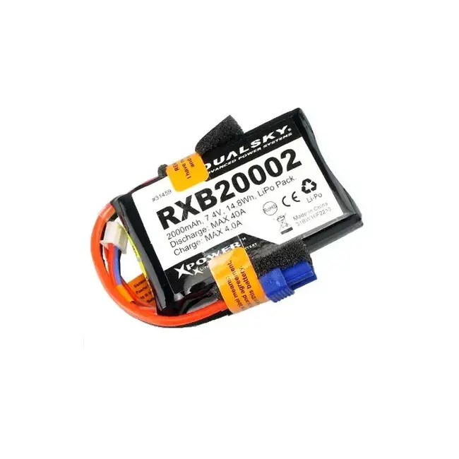 Dualsky 2000mah 2S 7.4v 25C LiPo Receiver Battery with Servo and XT60 Connector