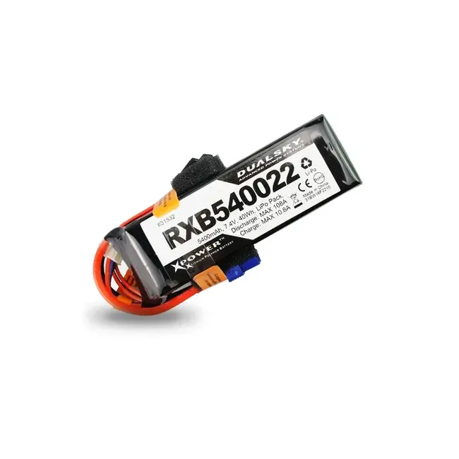 Dualsky 5400mah 2S 7.4v 25C LiPo Receiver Battery with Servo and XT60 Connector