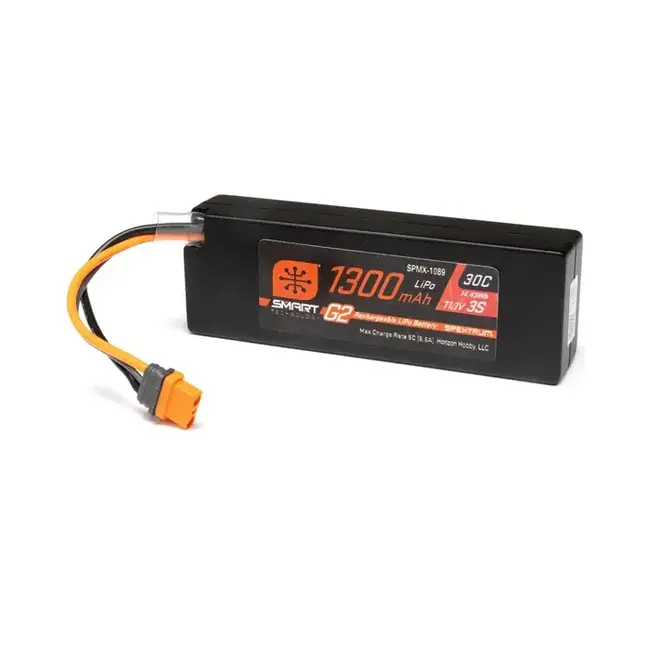 Spektrum 1300mAh 3S 11.1v 30C Smart G2 LiPo Battery with IC2 Connector, Grom BLX