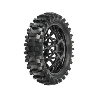 PROLINE Proline Dunlop Geomax MX33 V2 Bead CR4 Rear Tire Mounted on Bullyspoke Black Wheel, Promoto-MX