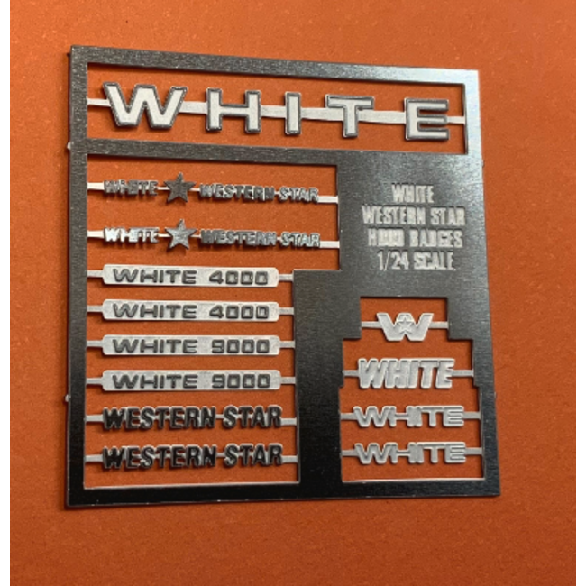 AUSLOWE WHITE WESTERN STAR HOOD BADGE  SET PHOTOETCH 1/24