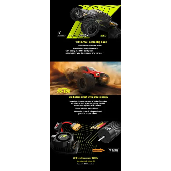 RLAARLO ROG1 Gladiator Brushless Monster Truck 1/14
