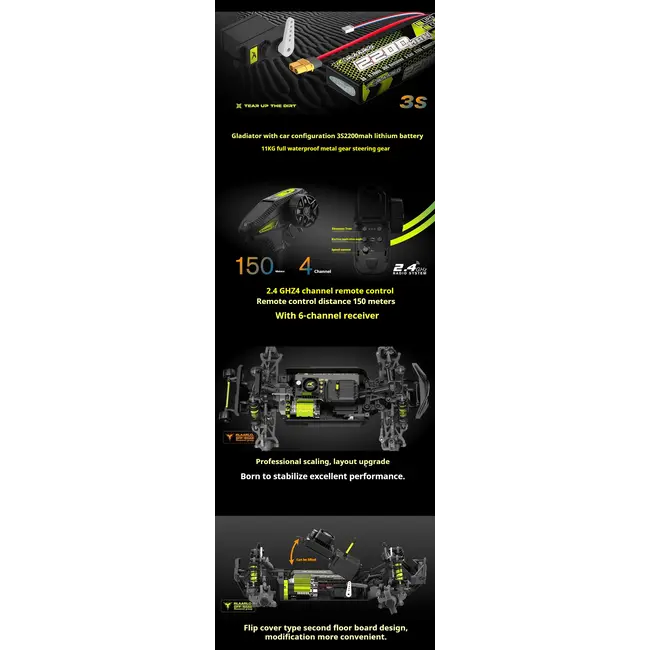 RLAARLO ROG1 Gladiator Brushless Monster Truck 1/14