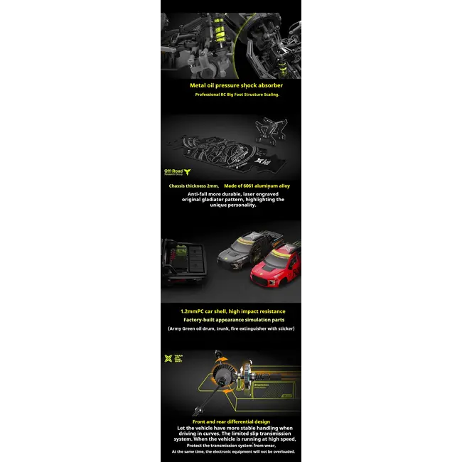 RLAARLO ROG1 Gladiator Brushless Monster Truck 1/14