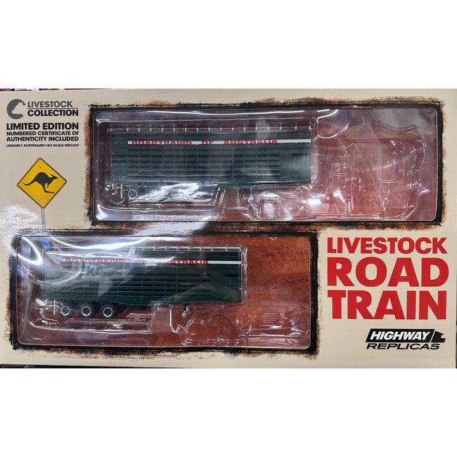 HIGHWAY REPLICAS 1/64 RTR LIVESTOCK ROAD TRAIN  *** PLEASE NOTE  THIS IS FOR 2 TRAILERS  ONLY *** NO PRIME MOVER OR DOLLY INCLUDED ***