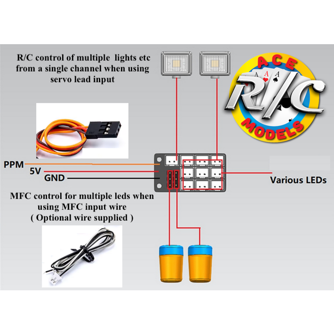 ACE Light System Expansion Board PH2.0 Expansion Module for Tamiya MFC-01 +03