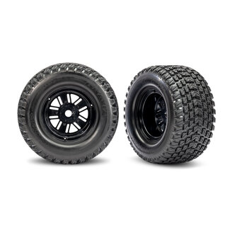TRAXXAS TRAXXAS  Black Rear Funco Wheels & Gravix Tires (2)