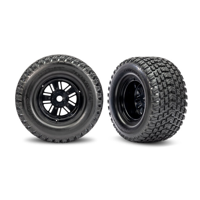 TRAXXAS  Black Rear Funco Wheels & Gravix Tires (2)
