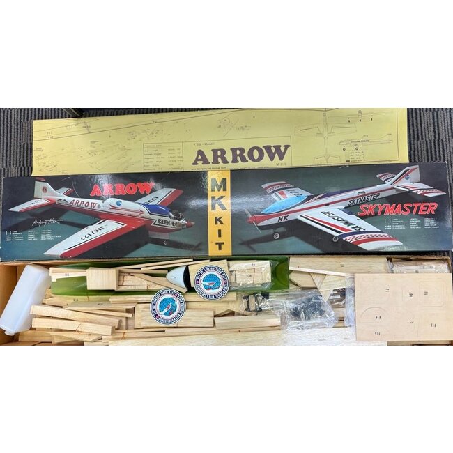 MK ARROW 60 VINTAGE  PATTERN KIT F3A  W/S 63" L 55" AREA 705 sqI  WEIGHT 3.5-4KG .60 10cc "SOLD AS IS "