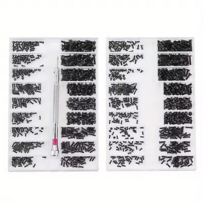 ASSORTED 630 Pcs micro repair screw set sunglasses repair set with screwdriverM1.2 M1.4