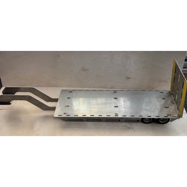 CUSTOM MADE STAINLESS STEEL  METAL DROP DECK TRAILER WITH GOOSENECK 2ND HAND FULL METAL AXLES & SOLID CONSTRUCTION ( OVER