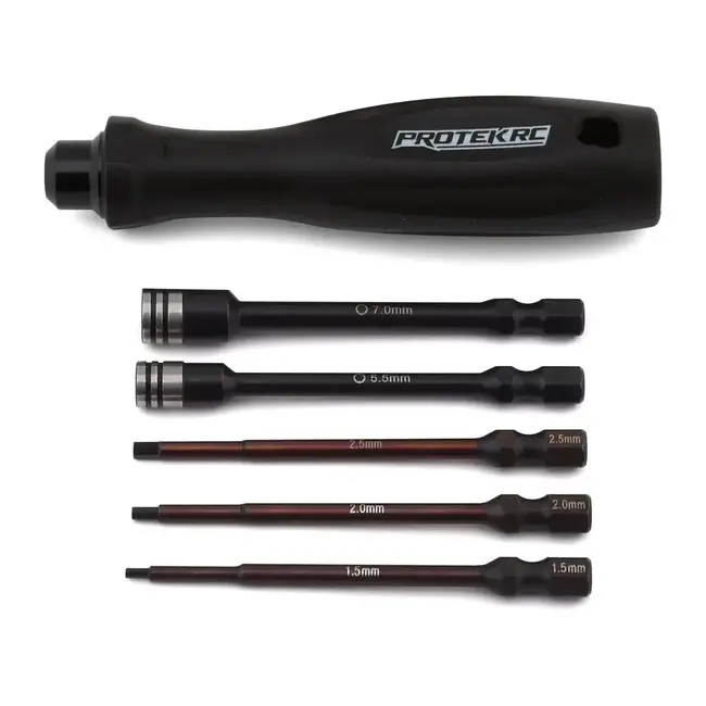 ProTek RC "TruTorque" 5-Piece 1/4" Drive Hex & Nut Driver Set (1.5, 2.0, 2.5mm Hex & 5.5, 7mm Nut Driver)