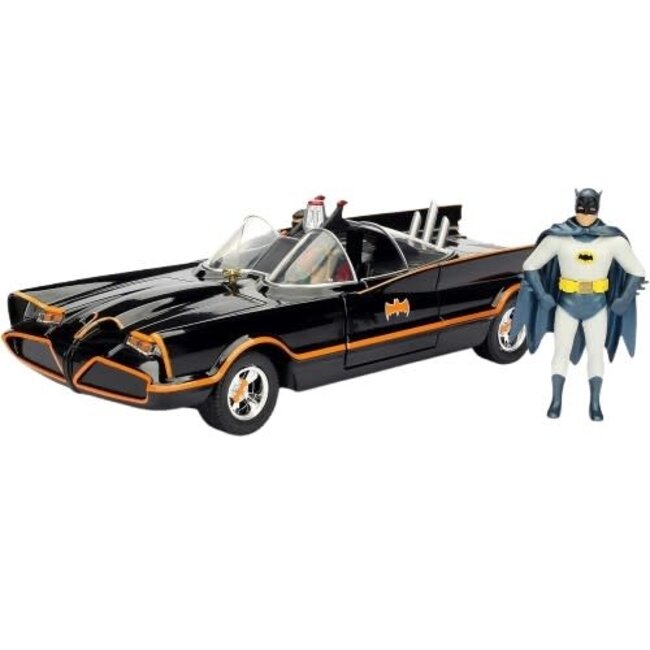 JADA 1:24 1966 CLASSIC TV BATMOBILE WITH BATMAN & ROBIN FIGURINES (98259)
