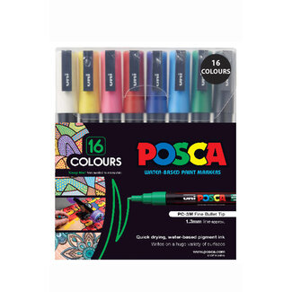 POSCA UNI POSCA FINE PAINT MKR 16P ASSORTED SET