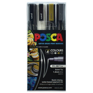 POSCA UNI POSCA PC3M PAINT MKR 4P ASSORTED SET