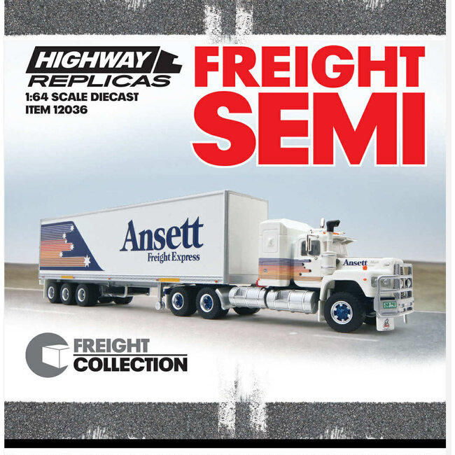 *** PRE ORDER 1ST QTR 2026 *** HIGHWAY REPLICAS 1/64 ANSETT FREIGHT EXPRESS  SEMI TRUCK DIECAST MODEL