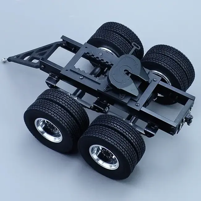 ACE 1/14 DOLLY DUAL AXLE 120mm WIDE ( TOTAL WIDTH 180mm ) WITH ALLOY WHEELS & METAL ADJUSTABLE TURNTABLE
