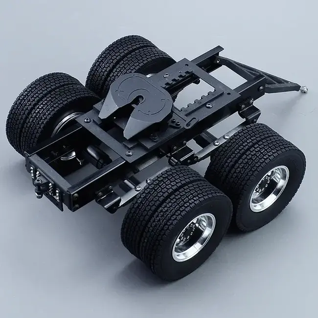 ACE 1/14 DOLLY DUAL AXLE 120mm WIDE ( TOTAL WIDTH 180mm ) WITH ALLOY WHEELS & METAL ADJUSTABLE TURNTABLE