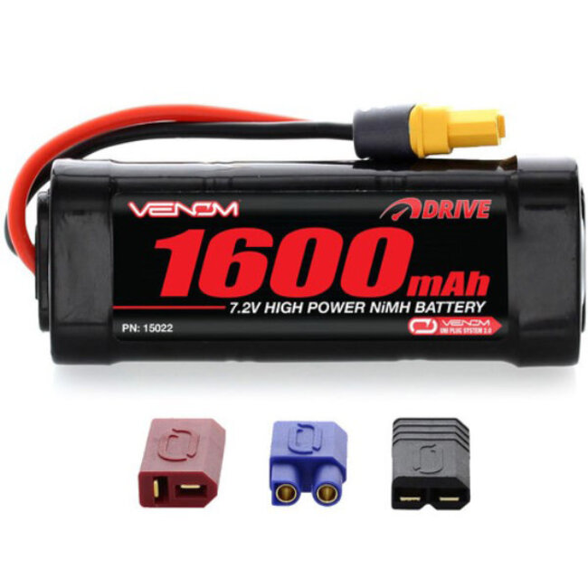 Venom 15022 7.2v 1600mah RC 6 Cell NimH Battery With Universal Plug