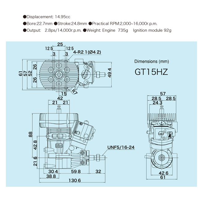 OSM38157 OS Engines GT15HZ II 15cc Gas Helicopter Engine AS NEW NO BOX INCL IGNTION