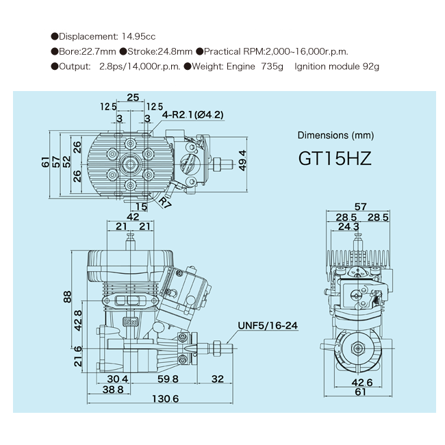 OSM38157 OS Engines GT15HZ II 15cc Gas Helicopter Engine AS NEW NO BOX INCL IGNTION