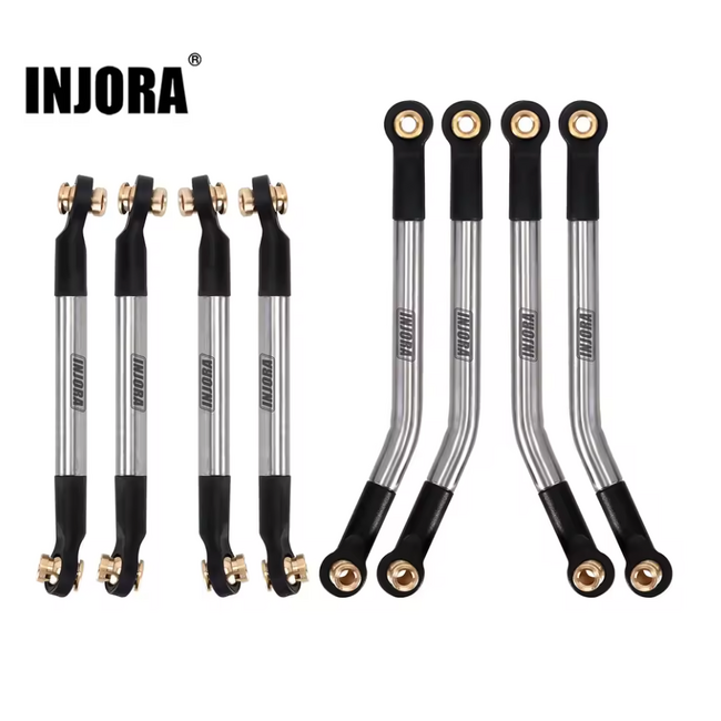 INJORA Stainless Steel High Clearance 4 Links Set for 1/18 RC Crawler FMS FCX18 LC80 Upgrade (FCX18-02)