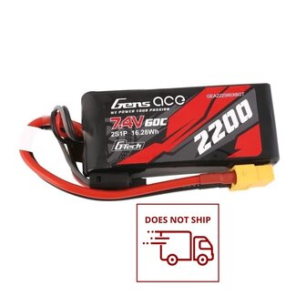 GENS ACE Gens Ace G-Tech 2S 2200mAh 60C 7.4V Soft Pack Lipo Battery (XT60)