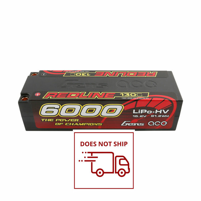 Gens Ace 4S Redline 6000mAh 15.2V 130C Hardcase/5mm bullet HV LiPo Battery (5.0mm Bullet)