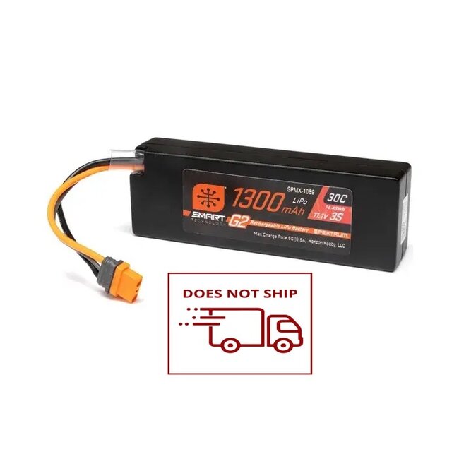 Spektrum 1300mAh 3S 11.1v 30C Smart G2 LiPo Battery with IC2 Connector, Grom BLX