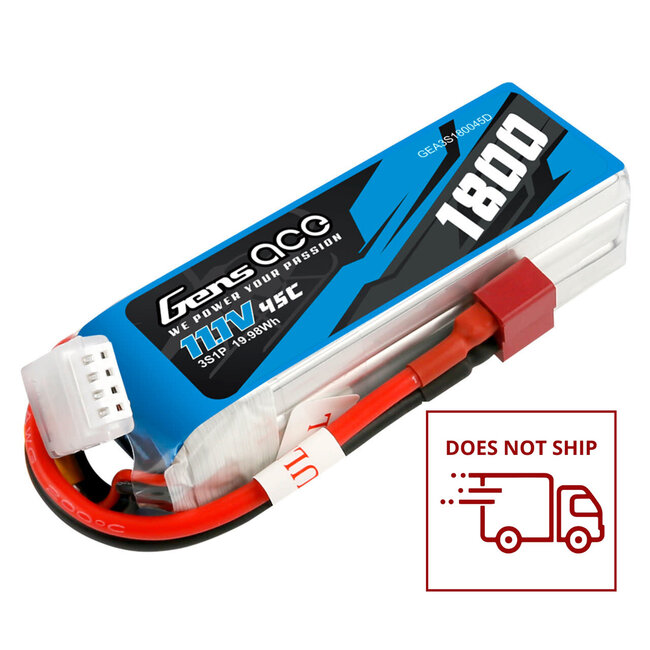 Gens Ace 3S 1800mAh 11.1V 45C Soft Case LiPo Battery (Deans)