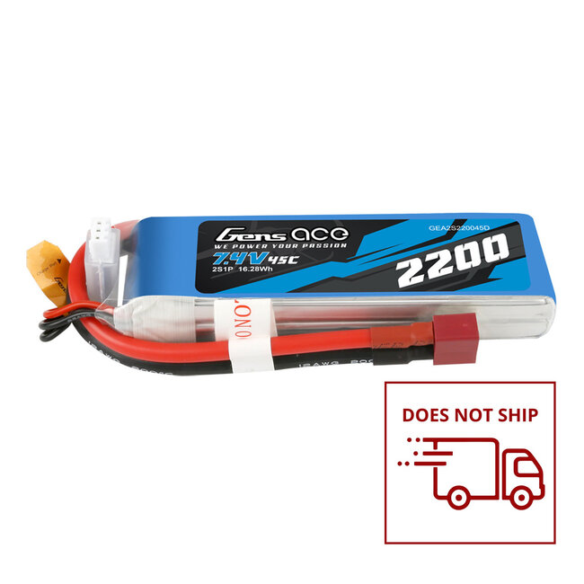 GENS ACE 2S 2200mAh 7.4V 45C soft case LIPO battery DEANS PLUG