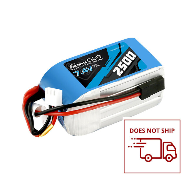 Gens Ace 2S 2500mAh 7.4V RX Soft Case LiPo Battery (JR)