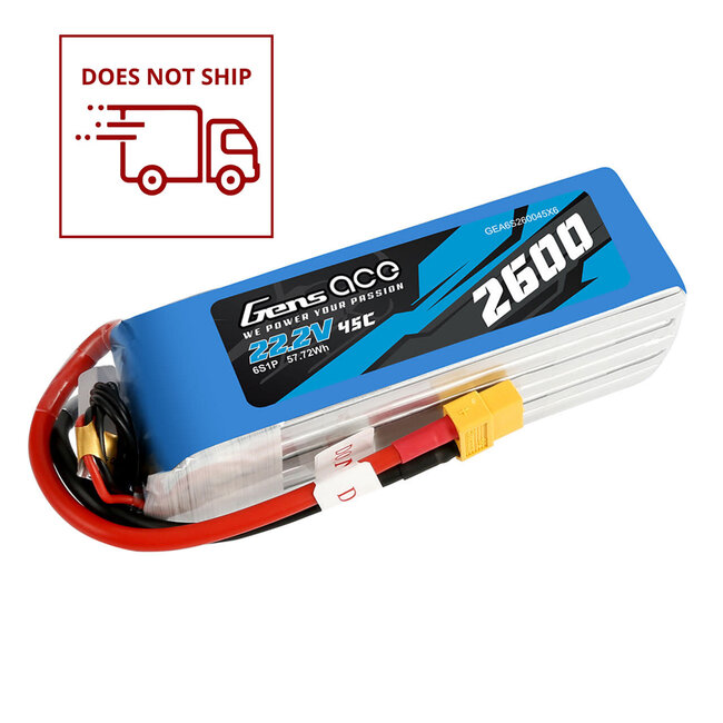 Gens Ace 6S 2200mAh 22.2V 45C Soft Case LiPo Battery (EC3)