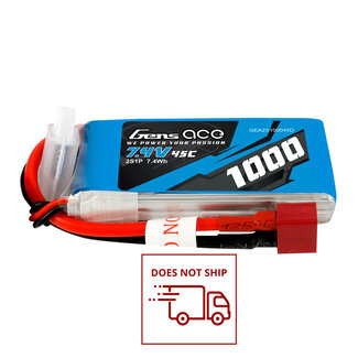 GENS ACE Gens Ace 2S 1000mAh 7.4V 45C Soft Case LiPo Battery (Deans)