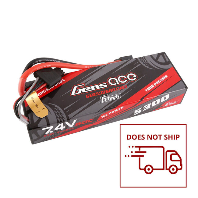 Gens Ace G-Tech 2S 5300mAh 60C 7.4V Hardcase/Hardwired Lipo Battery (1TO3)
