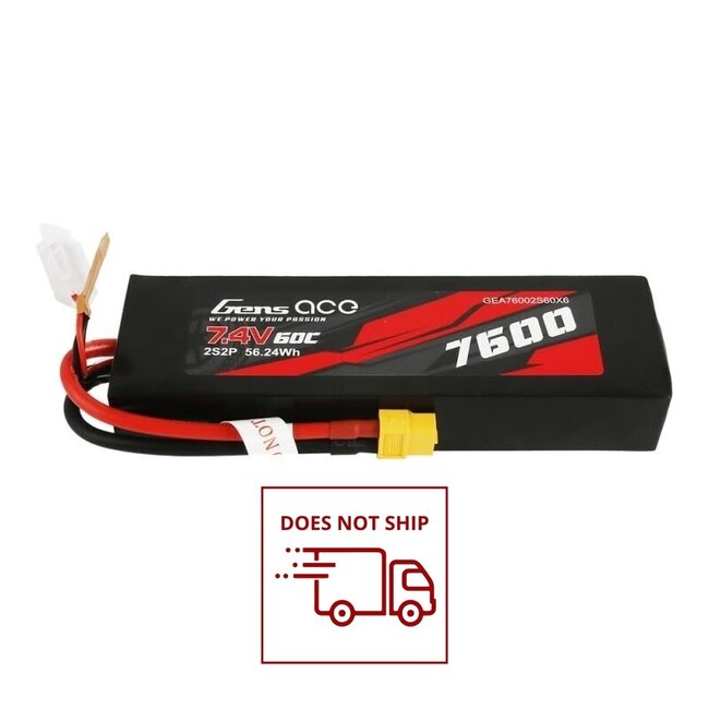 Gens Ace 2S 7600mAh 7.4V 60C Soft Case LiPo Battery (XT60)