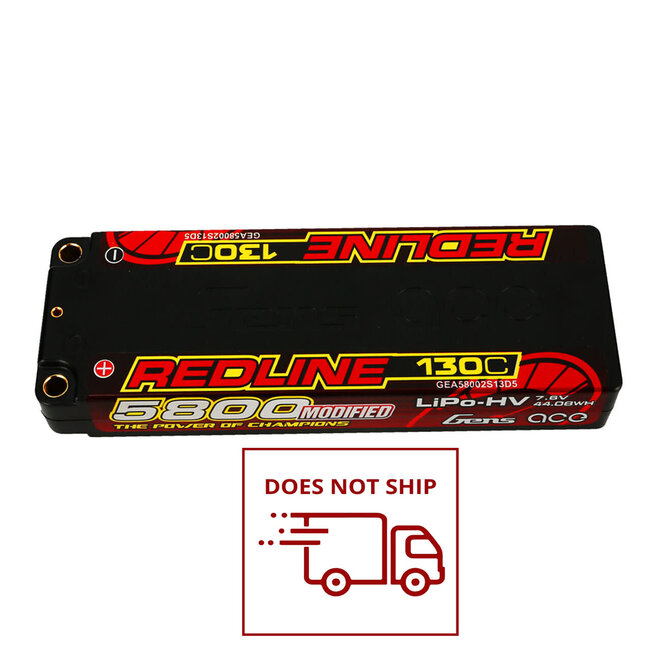 Gens Ace 2S Redline 2.0 6100mAh 140C 7.6V Hardcase Lipo Battery (5.0mm Bullet)