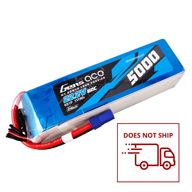 Gens Ace G-Tech 6S 5000mAh 60C 22.2V Soft Pack Lipo Battery (EC5)