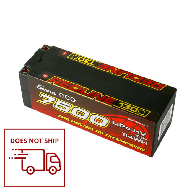 Gens Ace 4S Redline 7500mAh 15.2V 130C Hardcase/5mm bullet HV LiPo Battery (Deans)