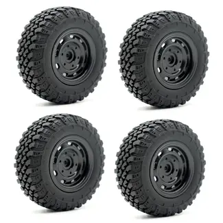 MN MODEL RACE MN 70mm OFF-ROAD TIRES AND BLACK WHEELS 4PCS